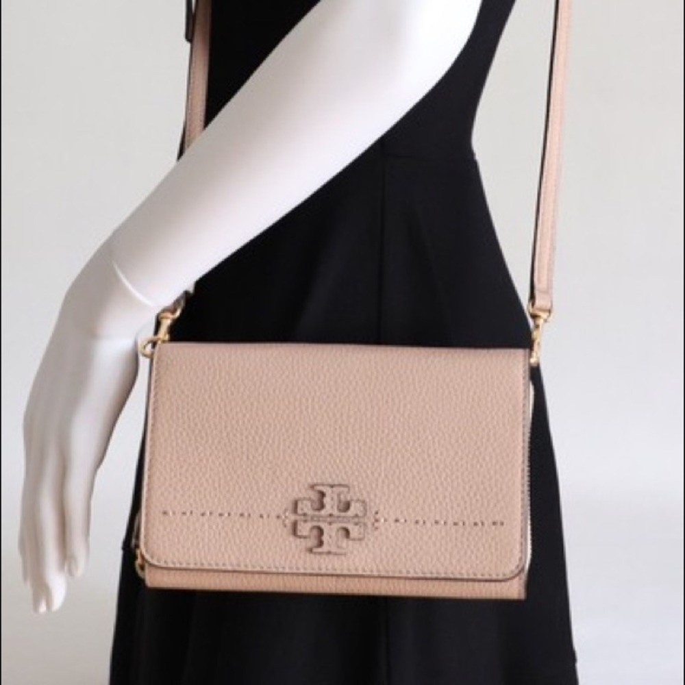Tory Burch Mcgraw Pebbled Wallet Leather CrossBody